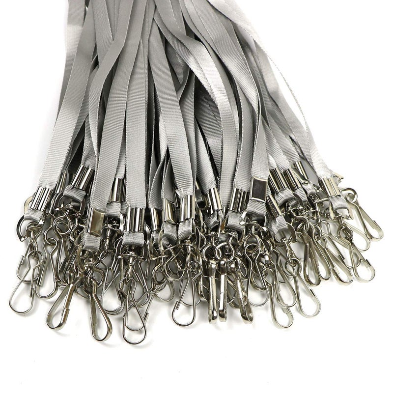 Beebel Gray Lanyard Bulk Lanyards for Id Badges Flat Lanyard with Badge Clip Swivel Hook 50 Pack - Image 4